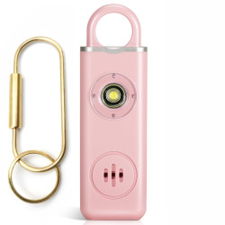 Alarm osobisty personalny 2w1 z latarką + zawieszka, głośny, ładowanie USB-C, różowy