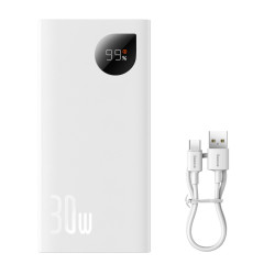 Powerbank BASEUS 10000mAh 30W Biały, Wyświetlacz