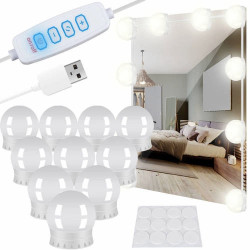 LAMPKI LED ŚWIATEŁKA NA LUSTRO DO GARDEROBY TOALETKI ZESTAW 10szt USB
