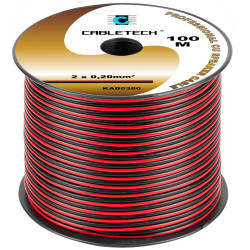 Przewód głośnikowy 2x0,20 Cu Czarno-czerwony, Miedziany