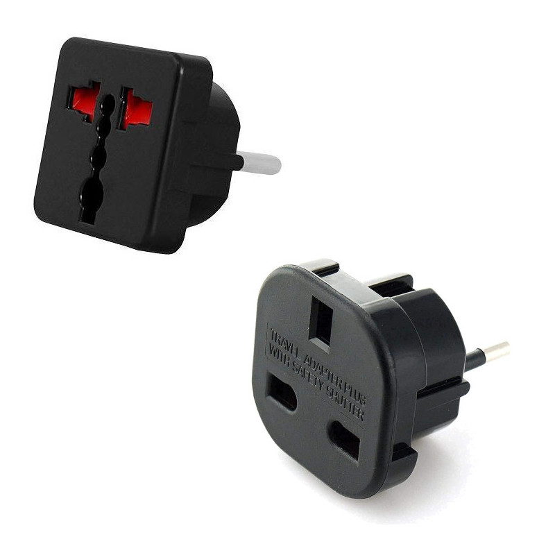 Adapter podr. AC/AC wt.PL/gn.GB- USA Czarny Przejściówka-Elektryka