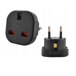 Adapter podr. AC/AC wt.PL/gn.GB- USA Czarny Przejściówka-Elektryka