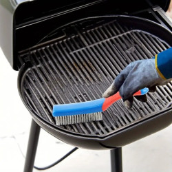 SZCZOTKA DRUCIANA DO CZYSZCZENIA metalu, ze stali nierdzewnej, silikonowy uchwyt