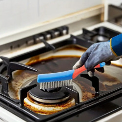 SZCZOTKA DRUCIANA DO CZYSZCZENIA metalu, ze stali nierdzewnej, silikonowy uchwyt