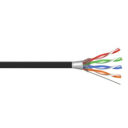 Przewód LAN UTP-6 Drut CU Miedź, Czarny MAXCABLE, Odporny na UV