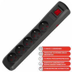 Filtr komp R5 1,5m Czarny ARMAC ARcon Listwa przeciwprzepięciowa