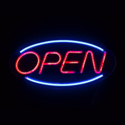 Neon Dekoracyjny LED "OPEN" Red/Blue, Zasilanie 3xAA Lub USB
