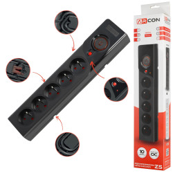 Filtr komp Z5 3m Czarny ARMAC ARcon Listwa zasilająca-Elektryka