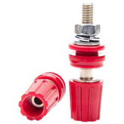 Zacisk labolatoryjny 40A M6 ABS6mm Czerwony, Gniazdo z izolatorem