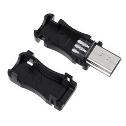 Wtyk Mini USB,  Z osłoną, montowany na kabel