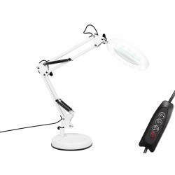 Lampa biurkowa LED LB-23 z lupą, biała, 230V, WW/NW/CW