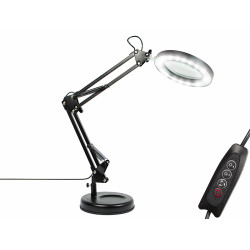 Lampa biurkowa LED LB-23 z lupą, czarna, 230V, WW/NW/CW