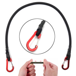 ELASTYCZNA LINKA DO MOCOWANIA BAGAŻU 60cm czarna z karabińczykami bungee