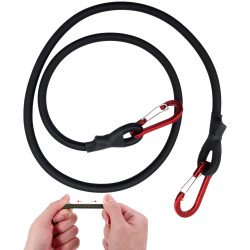 ELASTYCZNA LINKA DO MOCOWANIA BAGAŻU 90cm czarna z karabińczykami bungee