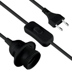 Oprawa E27 z przewodem 2m i  włącznikiem, czarna