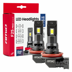 Żarówka H8/H9/H11/H16 LED F25 PRO 68W AMiO CAN Kpl. 2 Sztuki, 6000K, 12/24V