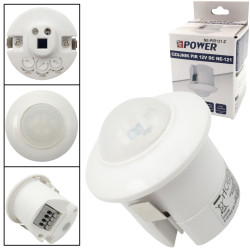 Czujnik PIR 12VDC Biały wpuszcz. wersja mini NE121-12V 360st. NEPOWER