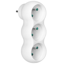 Rozgałęźnik 3x2P+Z "bałwanek" z wtyczką górną, biały 16A