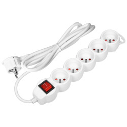 Przedłużacz 5gn 5m z wył. z uz. biały 3x1,5 16A