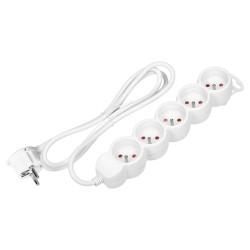 Przedłużacz 5gn 1,5m  z uz. biały 3x1,5 16A Virone