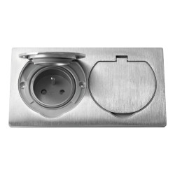 Gniazdo elekt. IP55 podwójne podtynkowestal nierdzewna
