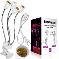 Uchwyt do żarówek z klipsem 4 głowice e27 do uprawy roślin