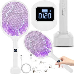 Łapka elektryczna na owady  z lampką owadobójczą UV komary muchy paletka packa akumulatorowa