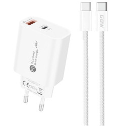 Ładowarka Sieciowa A6MaxC 20W Biała, Kabel USB-C/USB-C 1m