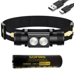 LATARKA H25S SOFIRN CZOŁOWA IP67 2x LED światło białe 1200lm aku18650 USB-C