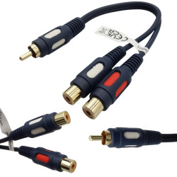 Przejście Wt.RCA/2xGn.RCA Łezka VITALCO, Przewód 16cm-Podzespoły Elektroniczne