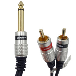 Kabel Jack 6,3 Mono - 2x RCA 1m Digital Vitalco MK80