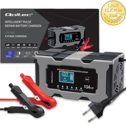 Prostownik QOLTEC, Inteligentna Mikroprocesorowa Ładowarka 12V/10A , AGM GEL LiFePO4 Funkcja Regeneracji