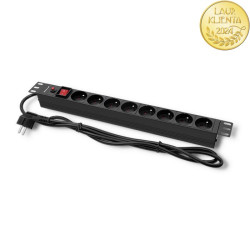 Listwa Zasilająca Do Szafy Rack 19"  QOLTEC 1U | 16A | 8xFrench, 2m