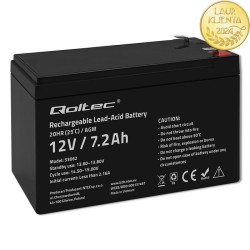 Akumulator 12V-7,2Ah AGM QOLTEC Bezobsługowy | Wydajny | LongLife