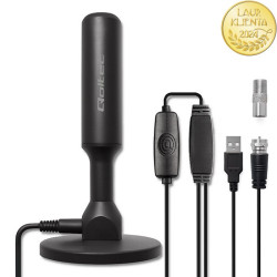 Antena TV DVB-T2 QOLTEC Wewnętrzna Aktywna, Magnetyczna Podstawa, 28dBi  5m