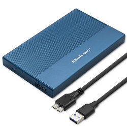 Obudowa Na Dysk QOLTEC SSD HDD 2.5" Aluminiowa SATA USB 3.0 Super speed 5Gb/s Niebieska