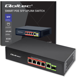 Switch PoE FAST Ethernet QOLTEC 4x RJ45 PoE 1x RJ45 Uplink 1x SFP  65W 1000 Mb