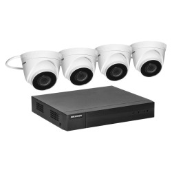 Zestaw monitoringu 4 kamer IP kopułkowe 4MPX IP67, rejestrator POE, HIKVISION