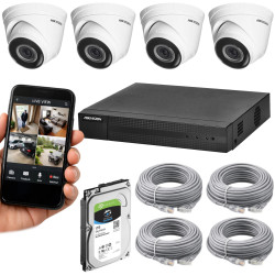 Zestaw monitoringu 4 kamer + HDD 1TB,  IP kopułkowe 4MPX IP67, rejestrator POE, HIKVISION