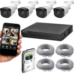 Zestaw monitoringu 4 kamer + HDD 1TB, IP tubowe 4MPX IP67, rejestrator POE, HIKVISION