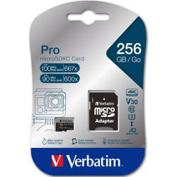Karta pamięci micro SDXC 256GB U3 VERBATIM Pro U3 (100/90 MB/s)