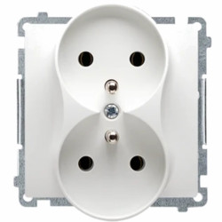 Gniazdo Podwójne 230V/16A Modułowe, Z Uziemieniem, SIMON BASIC, Białe BMGZ2M.01/11