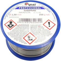 Spoiwo LC60-SW26  1,5mm  0,25kg Cyna lutownicza do lutowania Cynel Polska-Narzędzia Warsztatowe i Wyposażenie