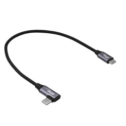 Kabel USB-C Wtyk-Wtyk Kątowy 0,3m  Akyga 60W, Czarno-Szary 30cm
