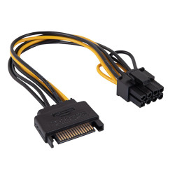 Kabel PCI-E SATA  Adapter Zasilania, Akyga AK-CA-80 PCI-E 6+2Pin / SATA 15cm