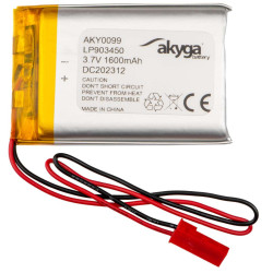 Akumulator litowo-polimerowy Akyga AKY0099 LP903450 Li-Po 3,7V 1600mAh PCM JST 2.54 2-Pin, Przewód 150mm