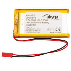 Akumulator litowo-polimerowy Akyga AKY0105 LP584070 Li-Po 3,7V 1500mAh PCM JST 2.54 2-Pin, Przewód 150mm