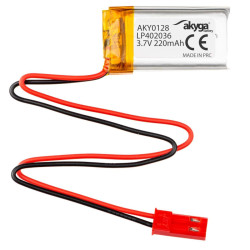 Akumulator litowo-polimerowy Akyga AKY0128 LP402036 Li-Po 3,7V 220mAh PCM JST 2.54 2Pin, Przewód 150mm