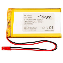 Akumulator litowo-polimerowy Akyga AKY0156 LP475085 Li-Po 3,7V 2500mAh PCM JST 2.54 2-Pin, Przewód 150mm