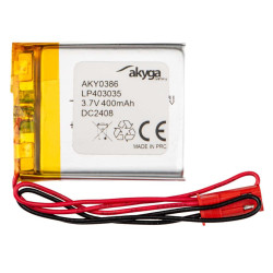 Akumulator litowo-polimerowy Akyga AKY0386 LP403035 Li-Po 3,7V 400mAh PCM JST 2.54 2Pin, Przewód 150mm